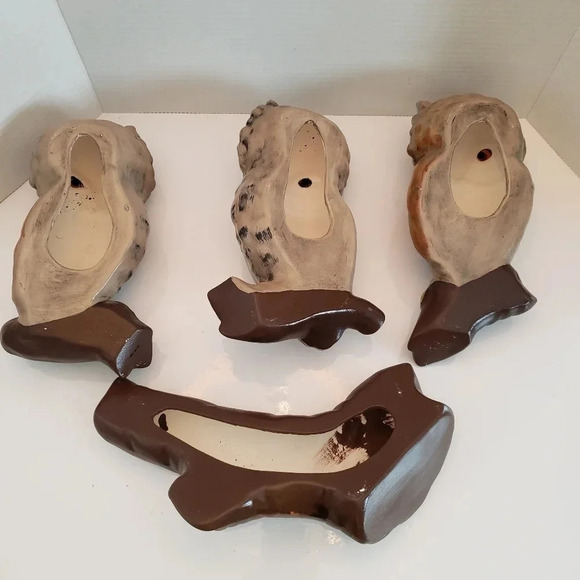 Vintage  Ceramic Handpainted Set of 3 Owls+1 Branch. - Picture 5 of 14